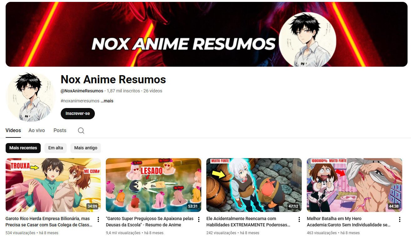 Nox Anime Resumos – 1 mil inscritos canal no youtube