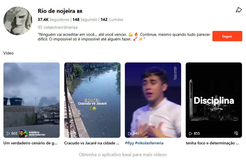 Perfil Kwai – Río de nojeira BR | 37 mil seguidores