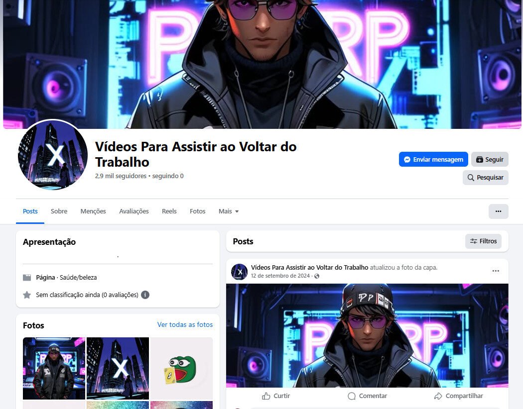 Página no Facebook à venda – Vídeos Para Assistir ao Voltar do Trabalho | 2mil seguidores