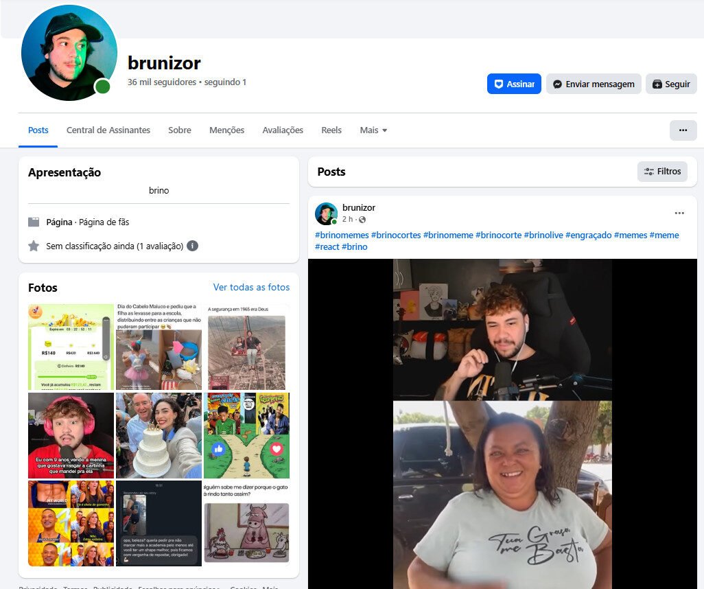brunizor (Humor, Memes e React) | 36 mil seguidores página no facebook