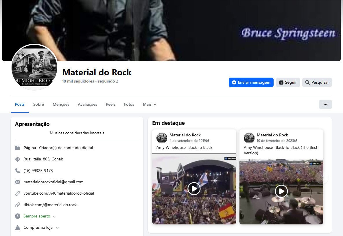 Material do Rock (Nostalgia e Música) | 18 mil seguidores Página no Facebook