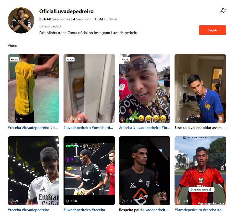 OficialLuvadepedreiro (Futebol e Trend) | 254K seguidores no Kwai