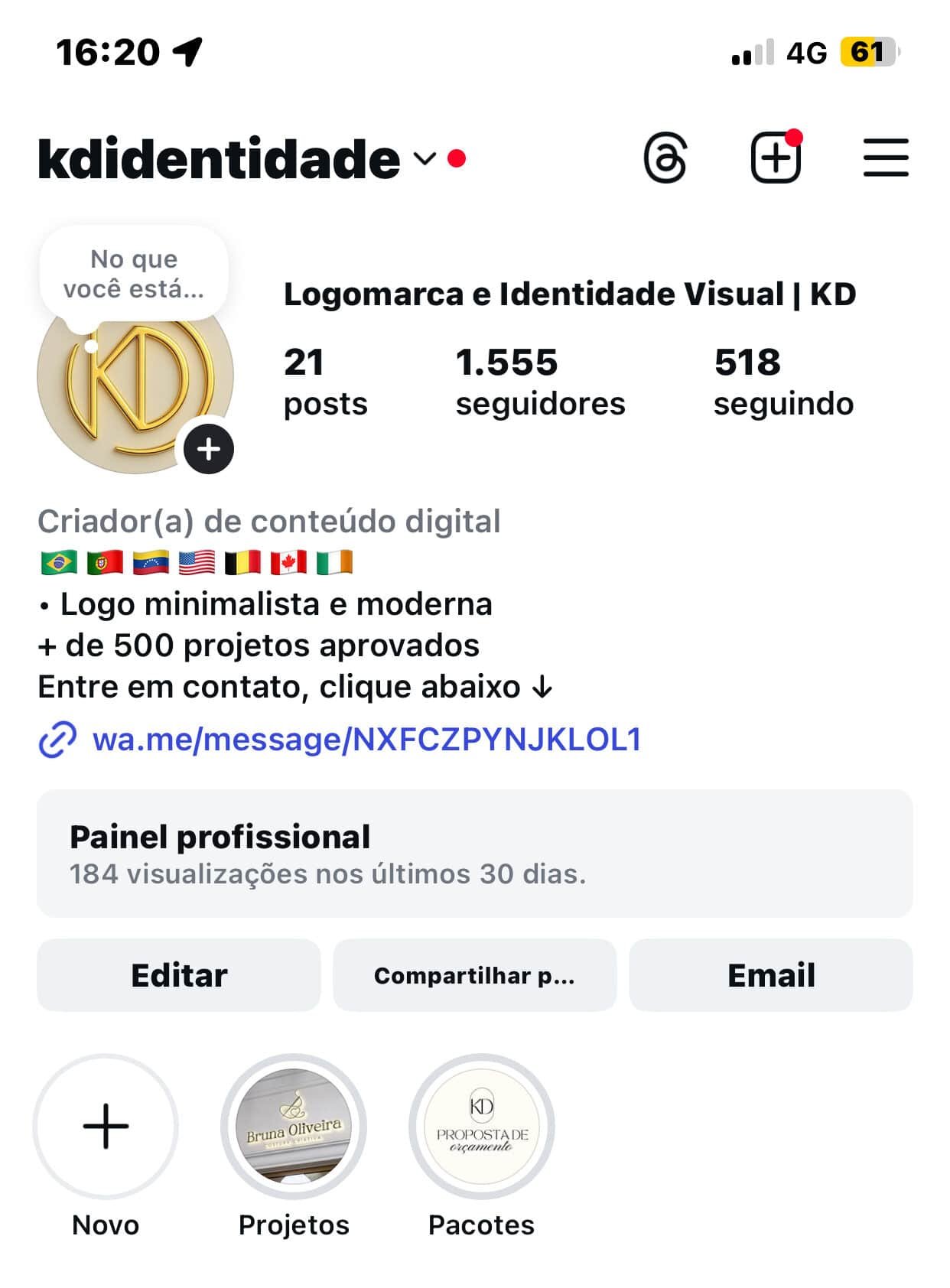 Venda Conta Instagram 1,5K Seguidores