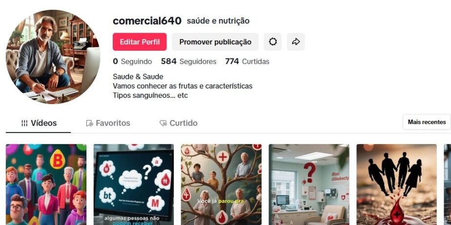 Tiktok segmento saude e nutrição – iniciado do zero – 600 seguidores