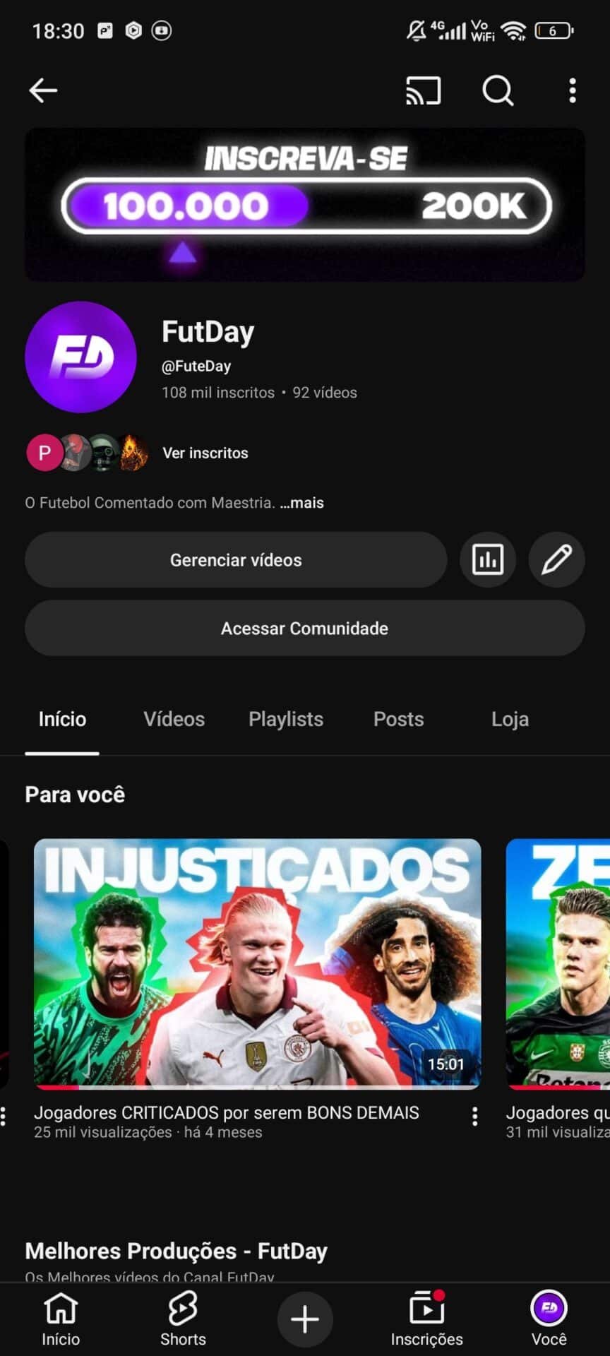 CANAL MONETIZADO DE 100K! NICHO FORTE DE FUTEBOL, PÚBLICO FIEL!