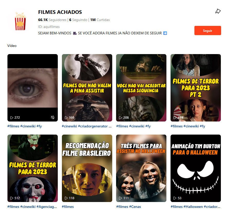 Perfil Kwai – FILMES ACHADOS (Cinema, Terror e Recomendações) | 66K seguidores