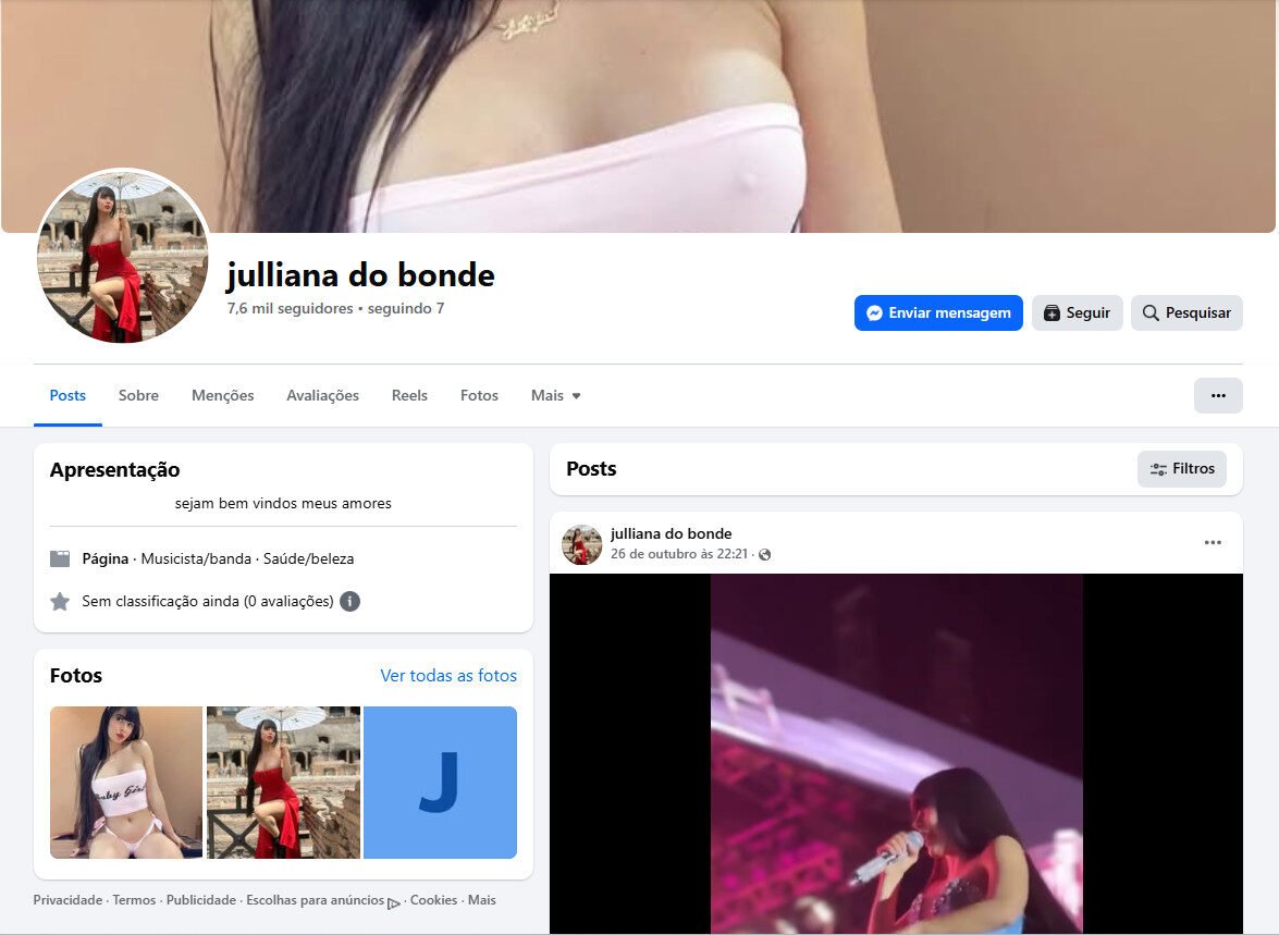 Julliana do bonde (Música Pop/Marca Pessoal) | 7 mil seguidores no Facebook
