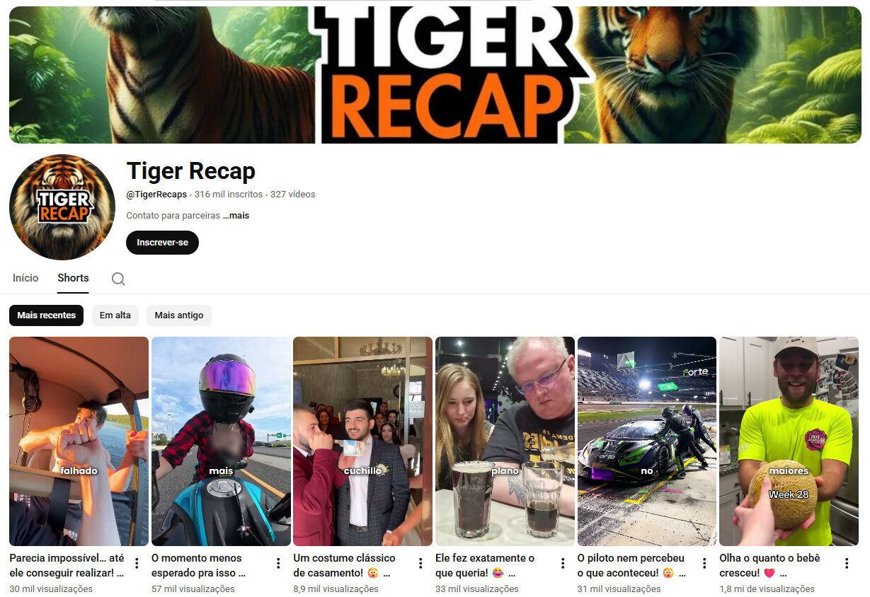 canal do YouTube “Tiger Recap” 316 mil inscritos