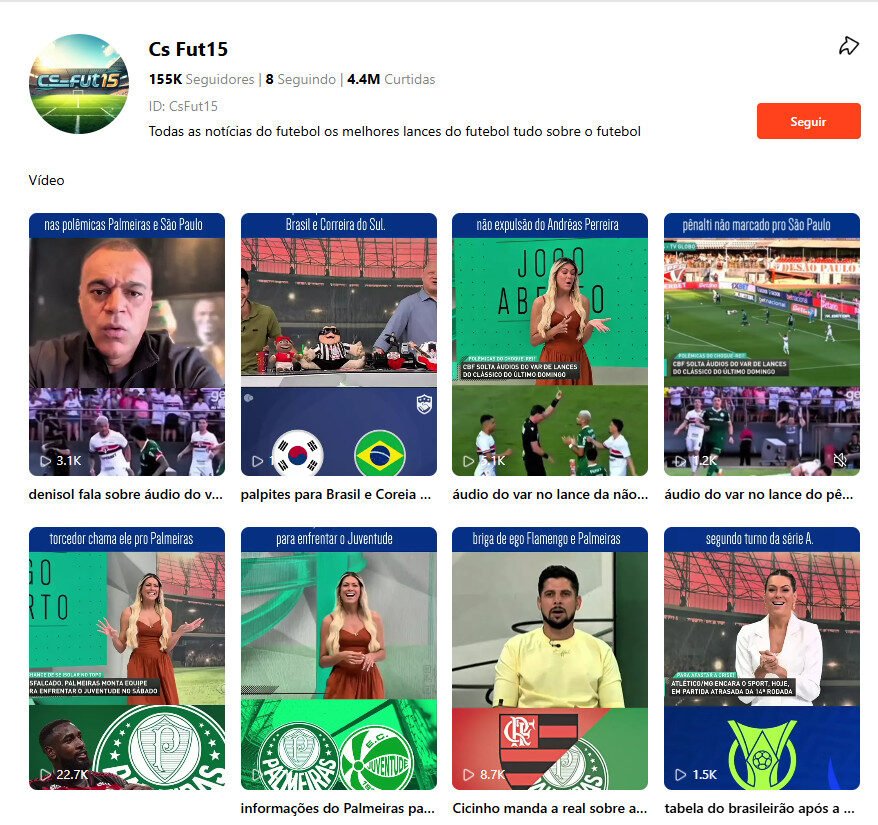 Cs Fut15 (Futebol, Polêmicas e Debates) | 155K seguidores Kwai
