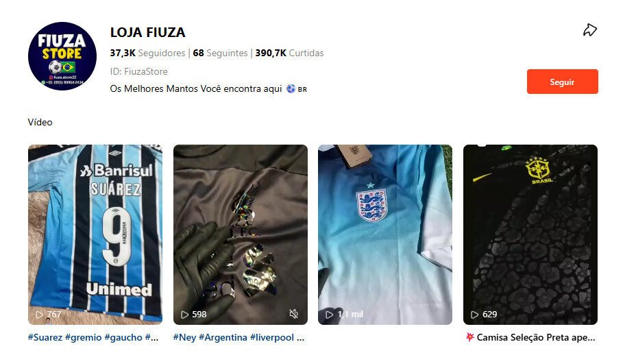 LOJA FIUZA (E-commerce/Futebol) Kwai 37K seguidores
