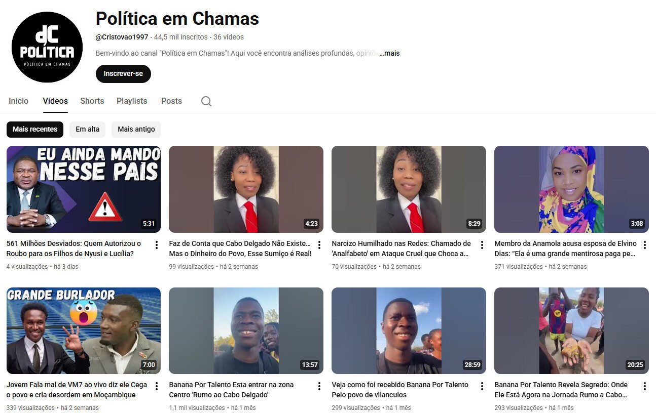 Canal no YouTube para Investimento – Política em Chamas (Análise e Opinião) 44 mil inscritos