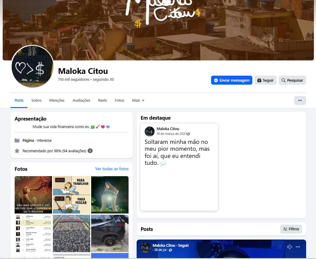 Página do Facebook à Venda – Maloka Citou | 710 mil seguidores
