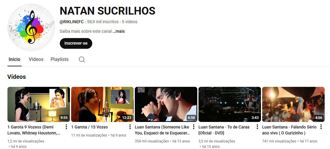 NATAN SUCRILHOS – Youtube não monetizado 58 mil inscritos
