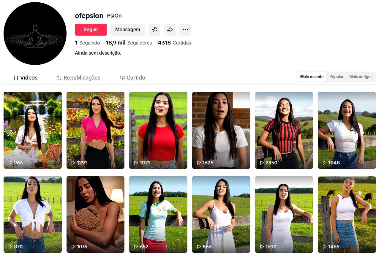 Perfil no tiktok em destaque com 18 mil seguidores PsiOn