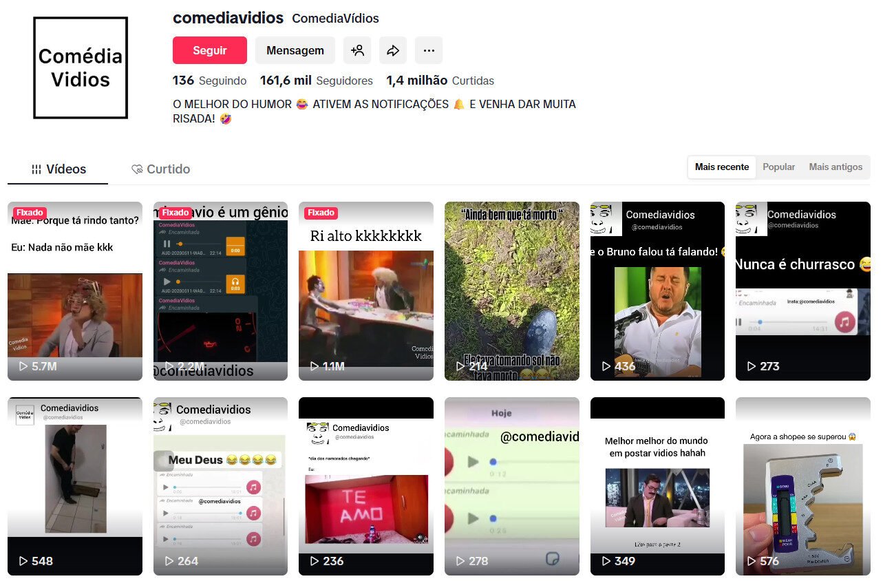 TikTok à Venda – comediavidios – 161 mil seguidores