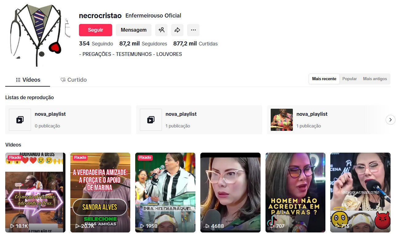 TikTok à Venda Cristão – 87 mil seguidores