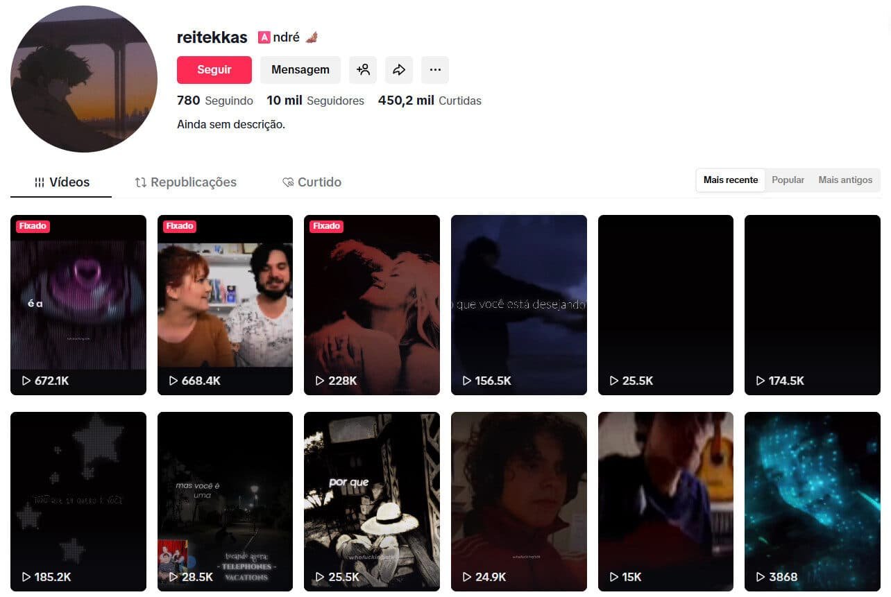 Tiktok – Trechos de filmes, séries e músicas com 10 mil seguidores