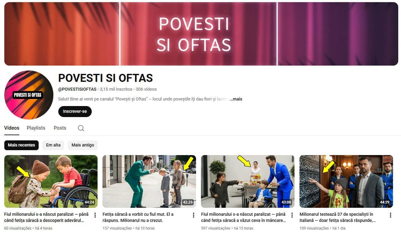 Canal no YouTube à Venda – Histórias e Dramas Motivacionais 3 mil inscritos