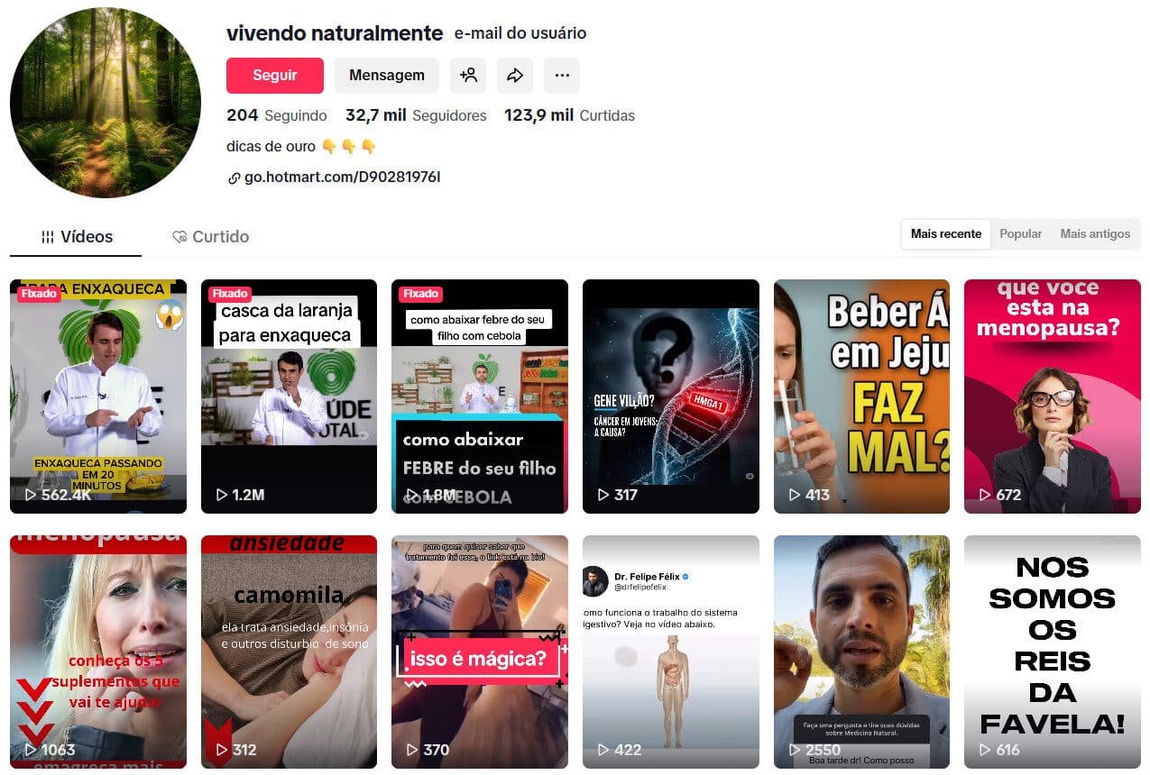 TikTok à venda – vivendonaturalmente | 32 mil seguidores