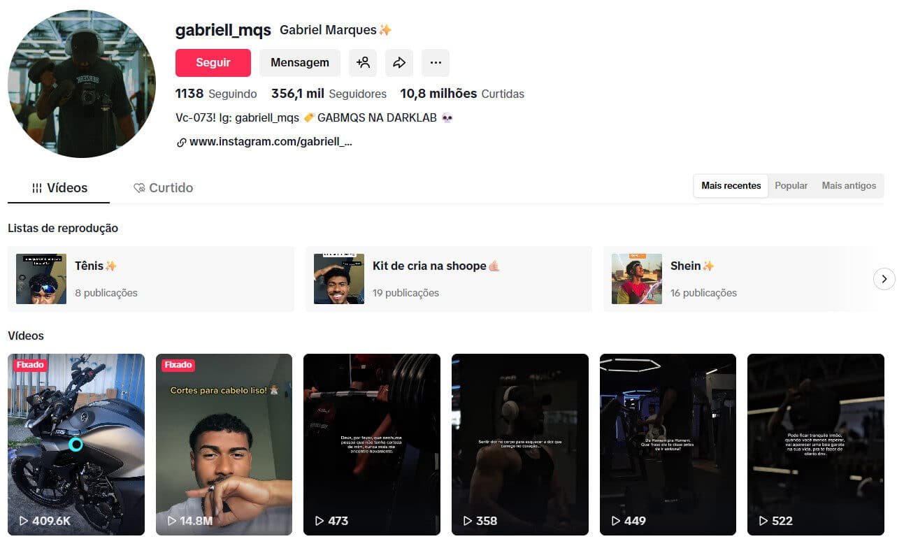 TikTok à venda – Motivação e tendências – 356 mil seguidores