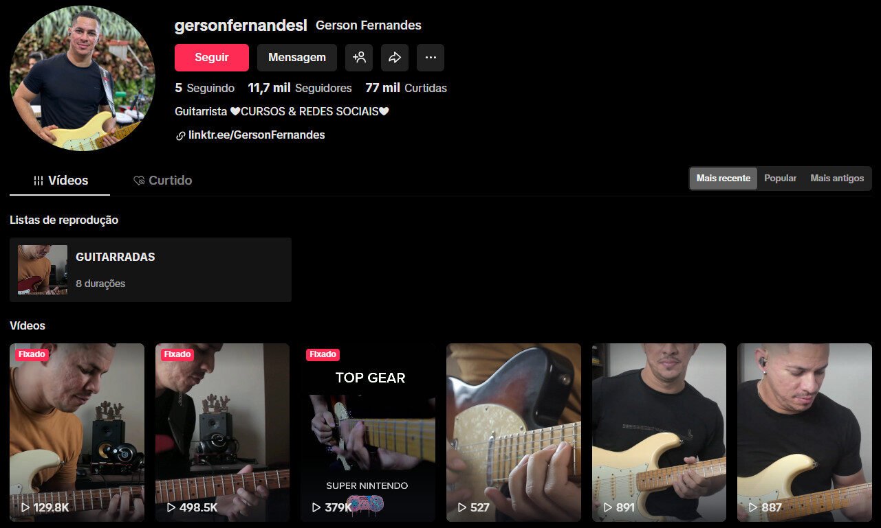 TikTok à venda – Ensino e dicas de músicas 11 mil seguidores