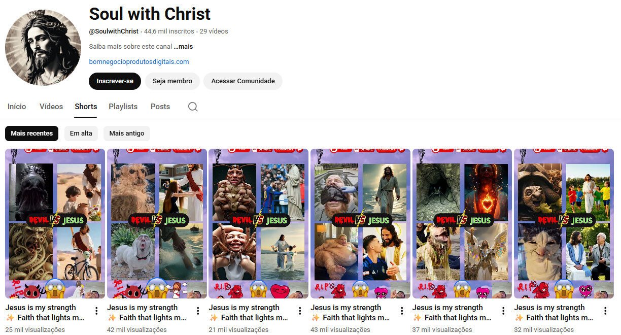 Canal no YouTube à – Sobre Fé e Espiritualidade com 44 mil inscritos