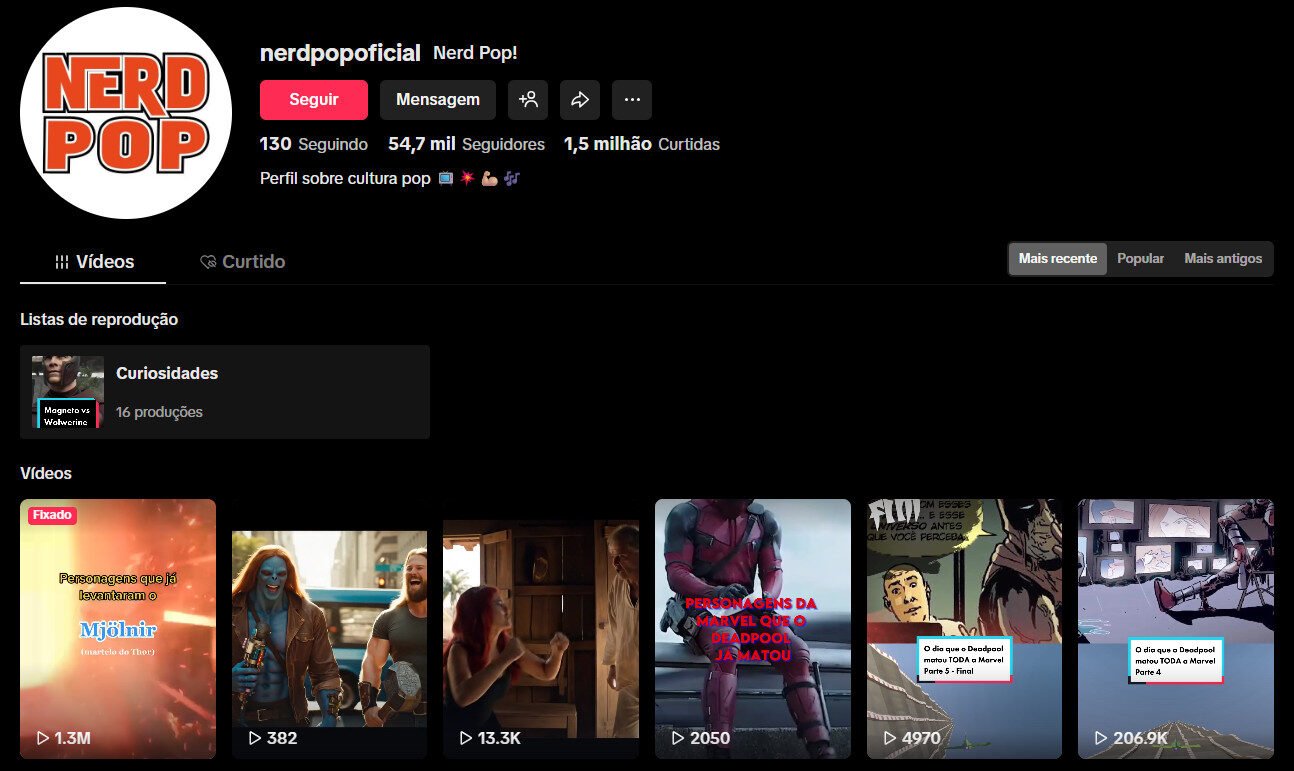 TikTok à Venda – Sobre Filmes e Séries | 54 mil seguidores