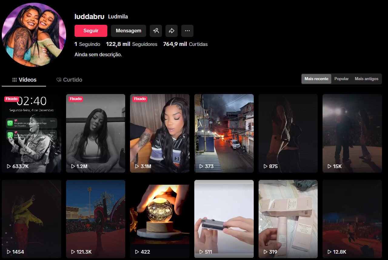 TikTok à venda – Músicas Ludimila e Bruna | 122 mil seguidores