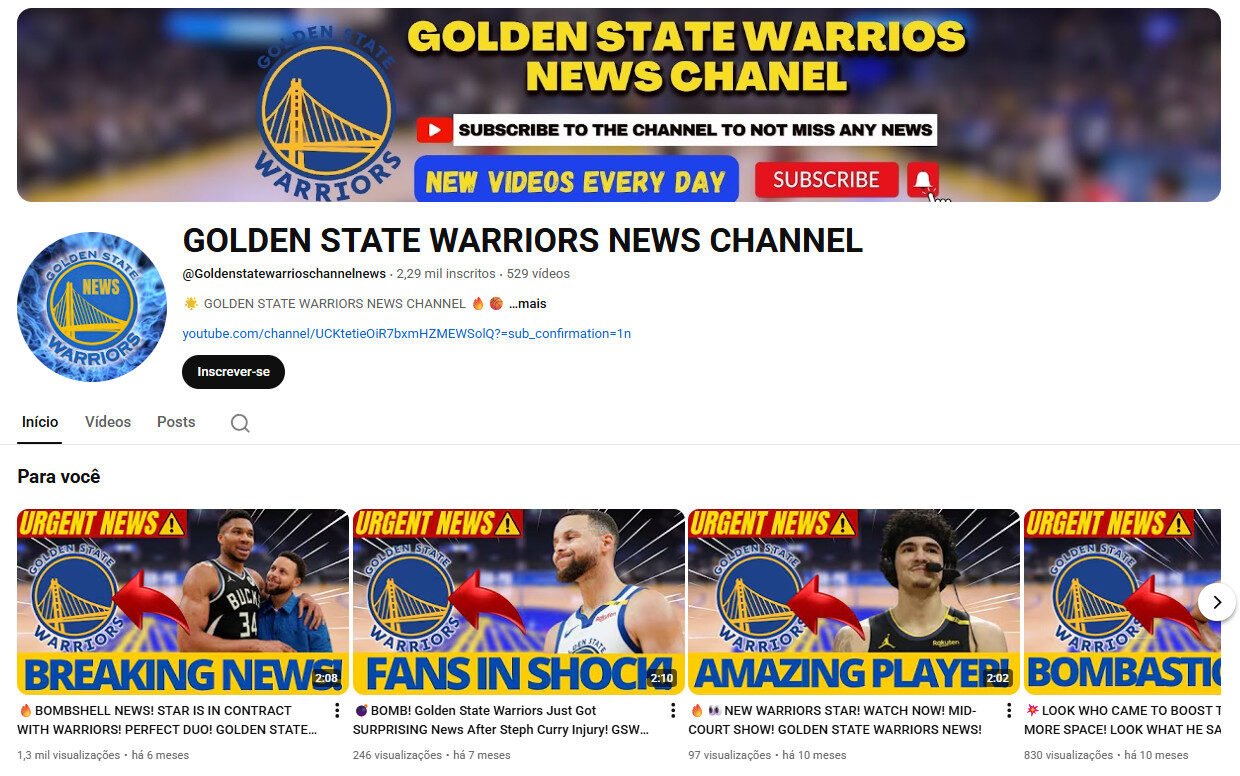 Canal no YouTube – GOLDEN STATE WARRIORS NEWS CHANNEL (Notícias NBA)