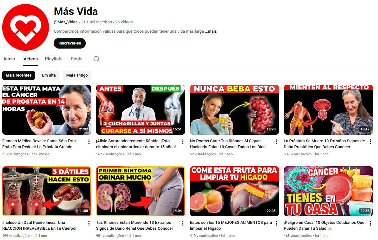 Canal Não Monetizado no YouTube à Venda – Saúde e Bem-Estar 11 mil inscritos