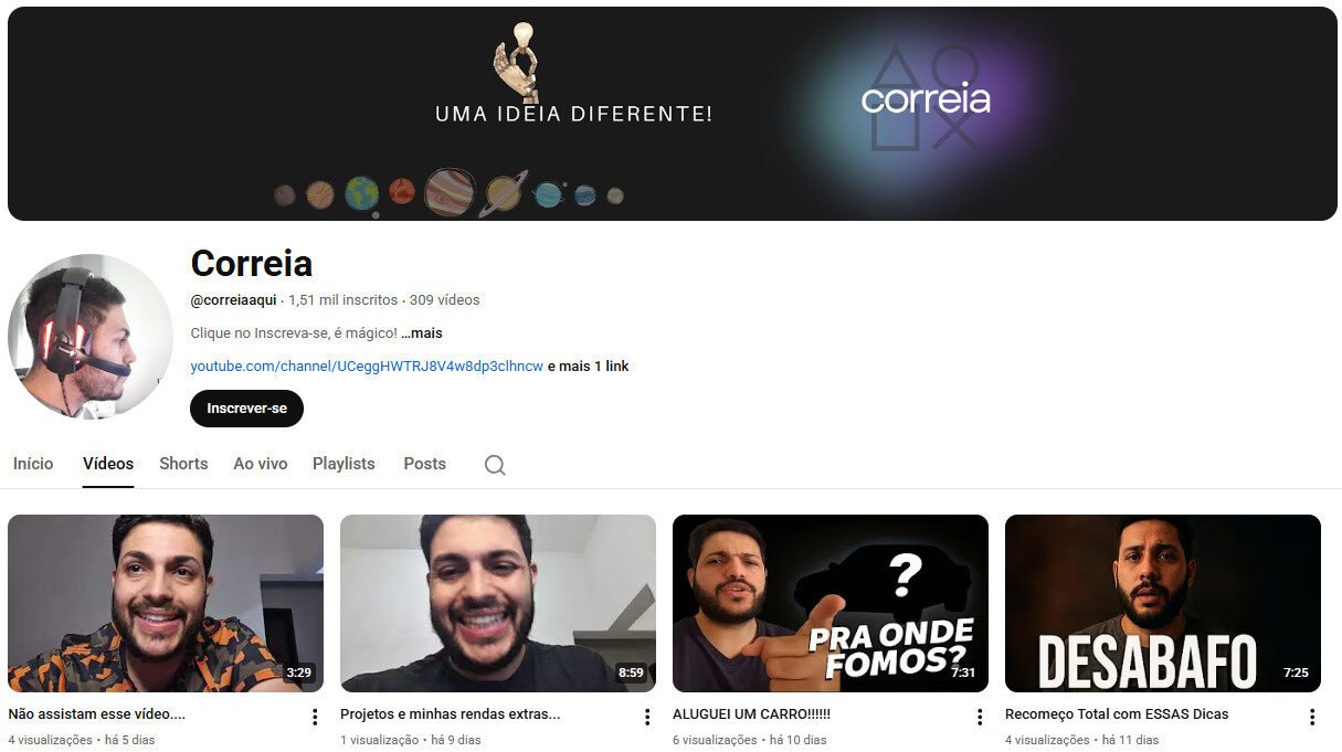 Canal no YouTube à Venda – Correia Variedades e Lifestyle – não monetizado