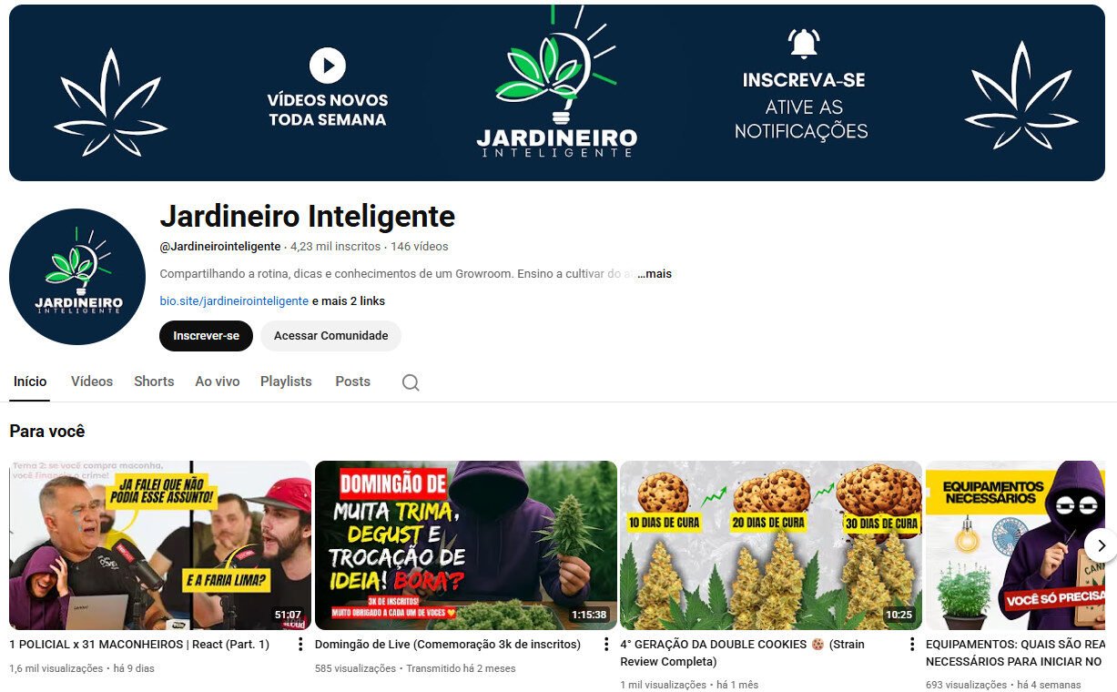 Canal no youtube sobre Cultivo e Jardinagem (um verde diferenciado) 4 mil inscritos
