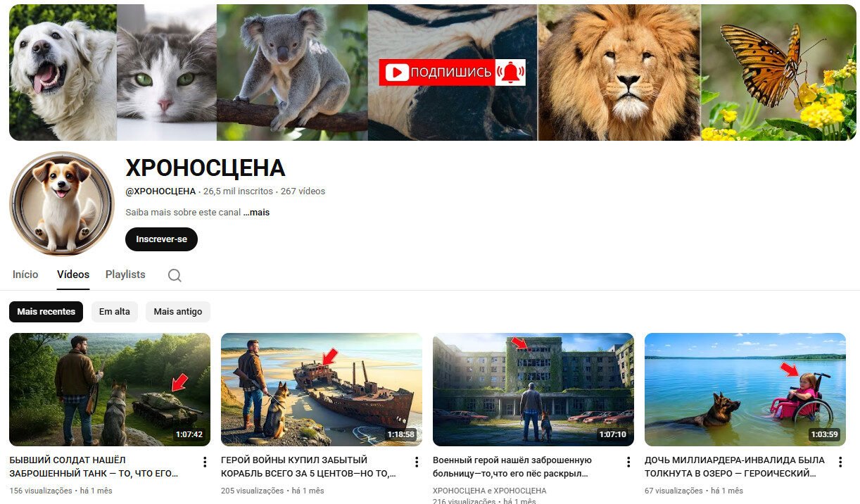 Youtube à venda com 26 mil seguidores – Histórias Dramáticas e Animais