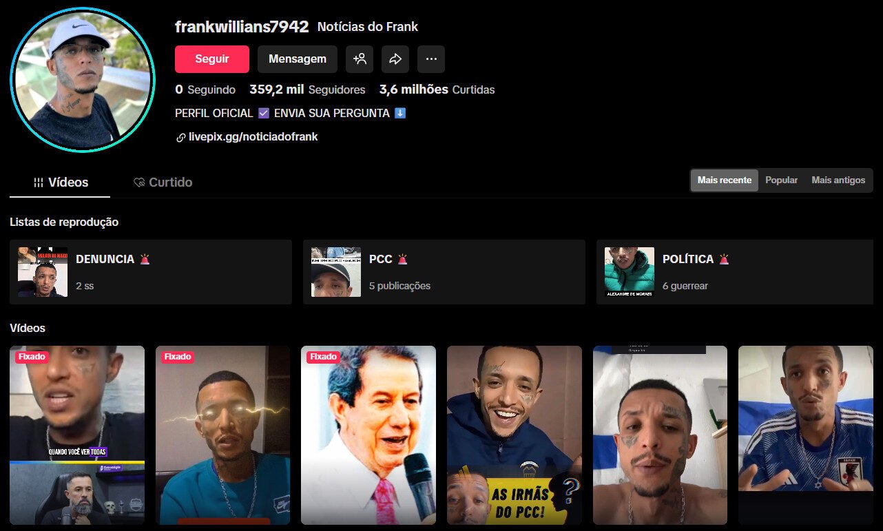 TikTok à venda – Frank Willians | 359 mil seguidores