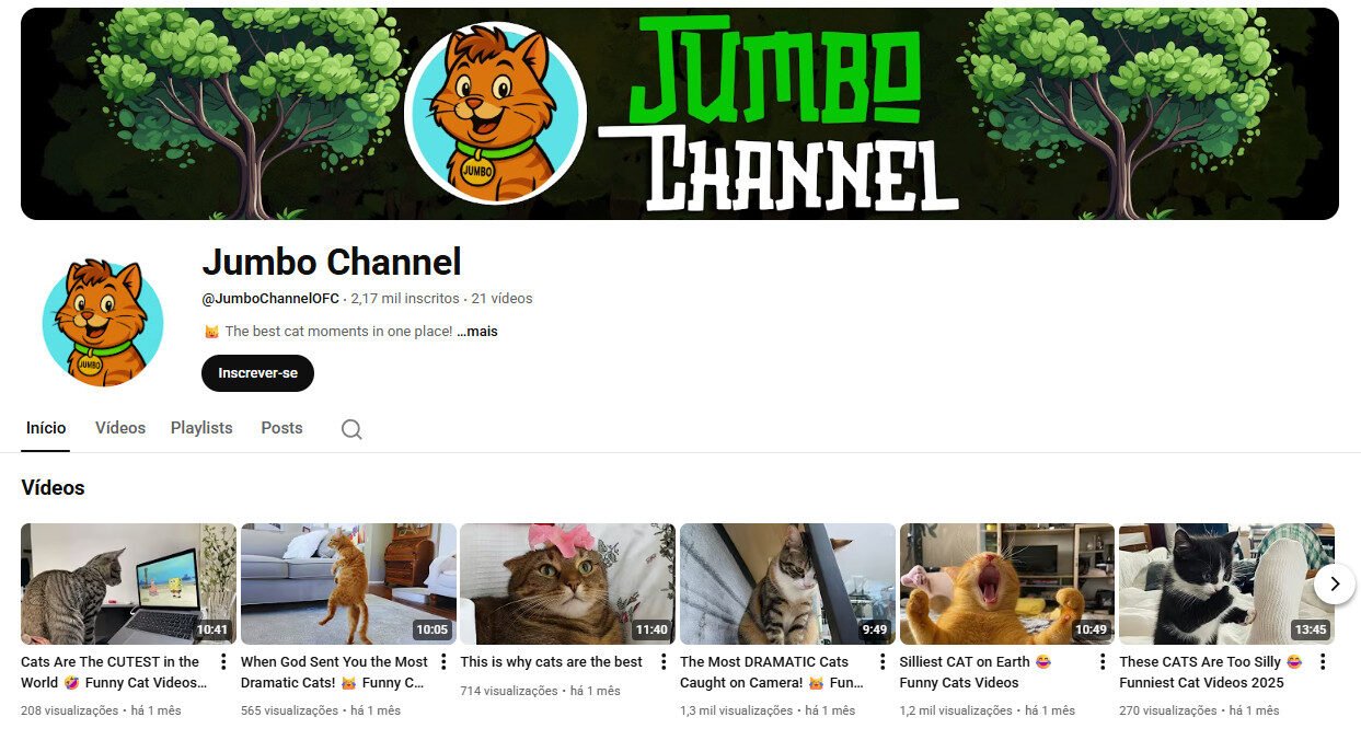 Canal no YouTube – Gatos e Humor Animal 2 mil inscritos
