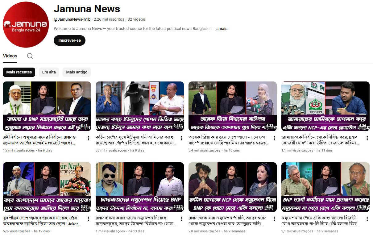 Canal no YouTube à Venda – Jamuna News (Notícias e Política) 2 mil inscritos