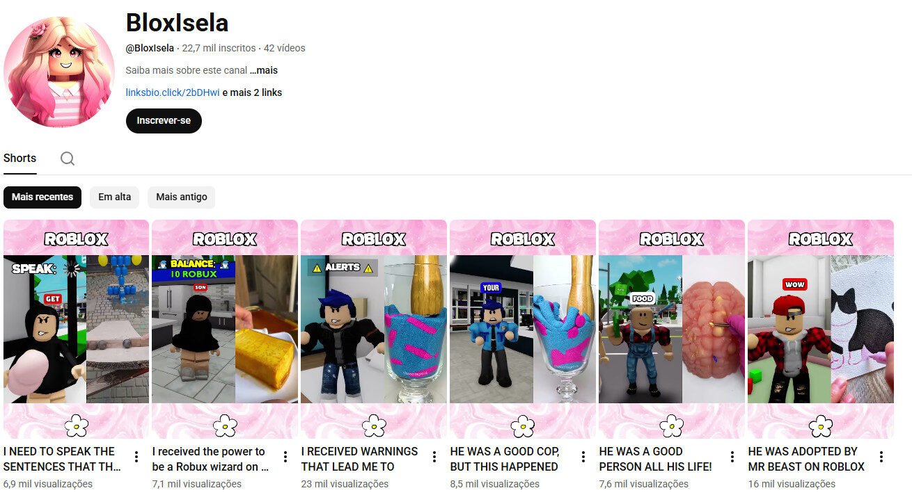 Canal no YouTube à Venda – Bloxisela (Gaming/Roblox) – não monetizado 22 mil inscritos