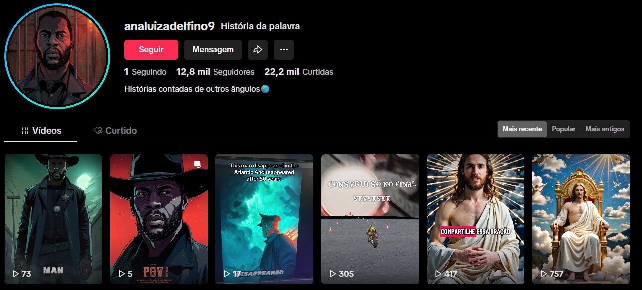 TikTok à venda – Histórias e Mistérios 12 mil seguidores