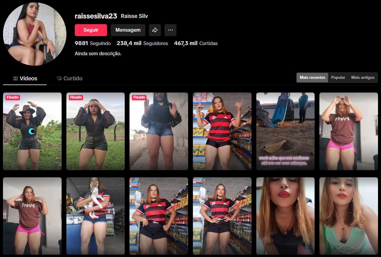 Perfil no tiktok 238 mil seguidores – Dança e lifestyle