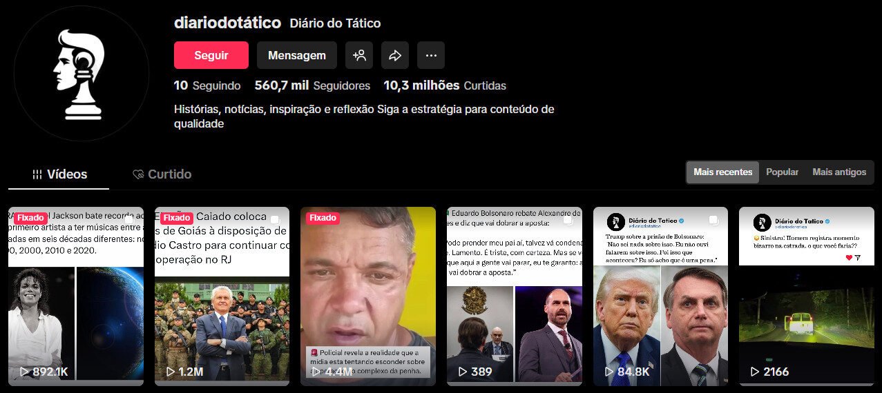 Perfil no TikTok à venda – Notícias e Histórias e políticas | 560 mil seguidores