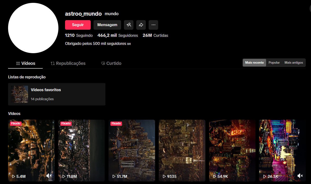 TikTok à venda – astroo_mundo | 466 mil seguidores