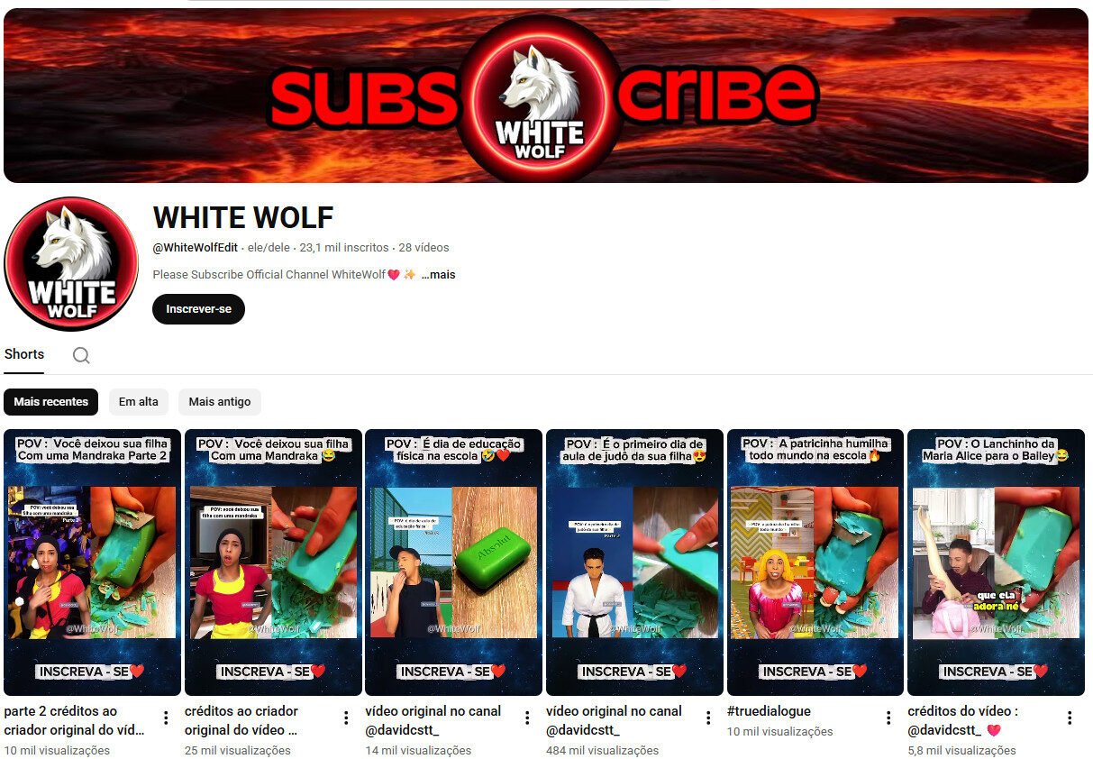 Canal no YouTube 23 mil inscritos – Dramas e Shorts Virais – não monetizado