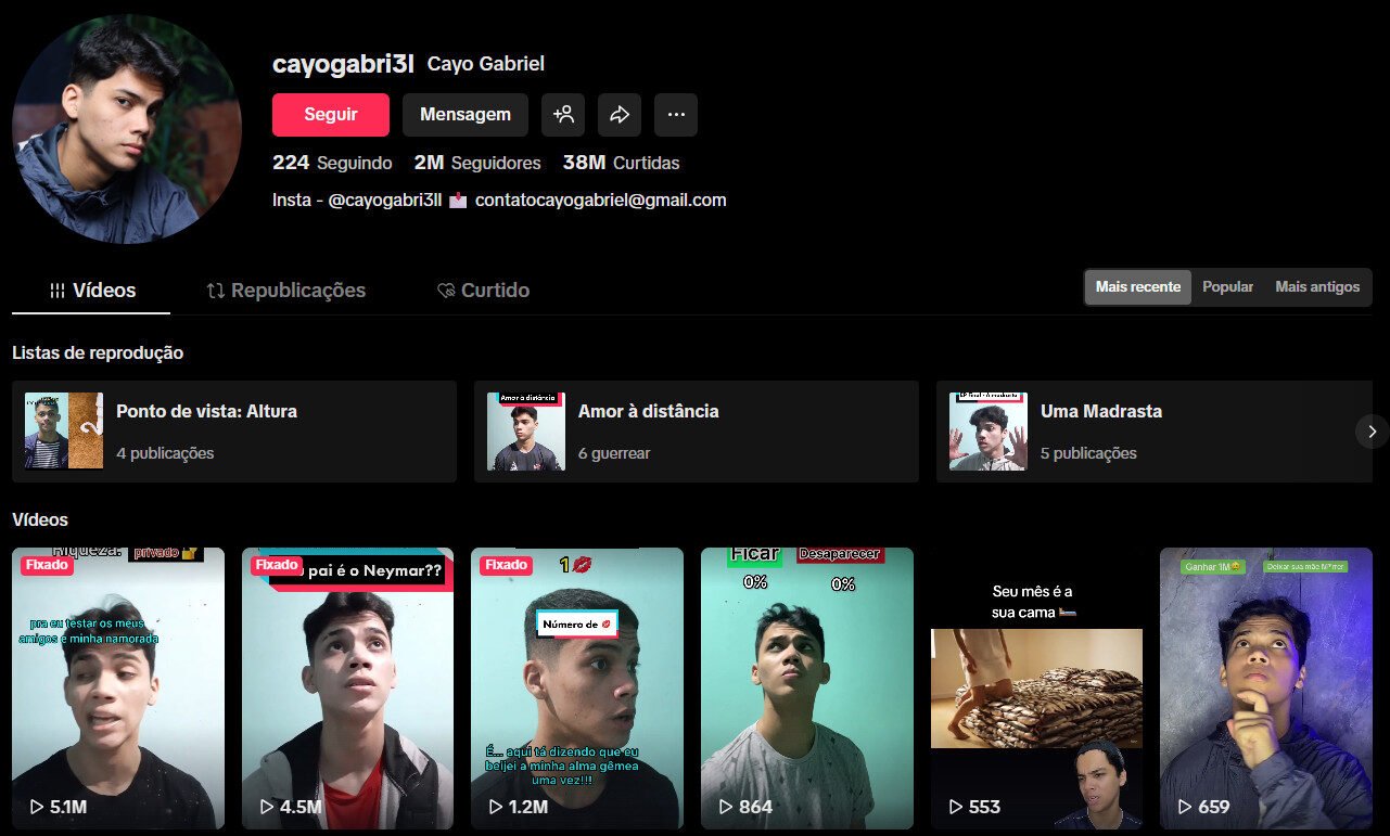 TikTok à venda – Relacionamento e Dramas | 2 milhões de seguidores