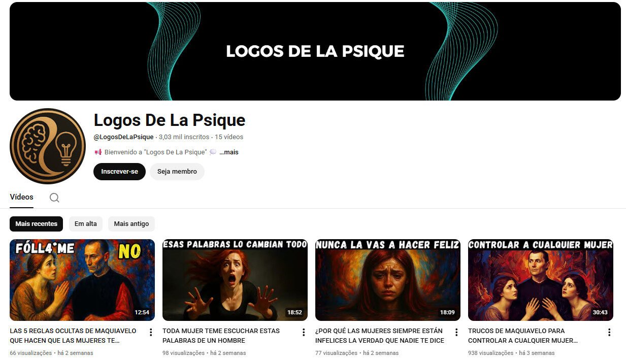 Canal no YouTube à Venda – 3 mil inscritos / Psicologia e Racionalismo