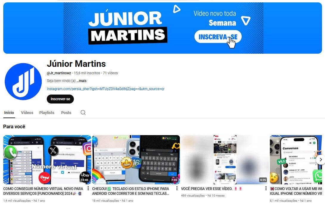 Canal no YouTube à Venda – 15 mil inscritos / Tecnologia e Tutoriais – não monetizado