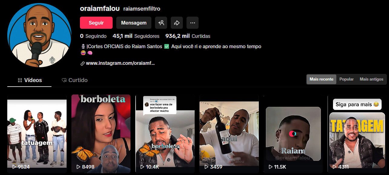 TikTok à venda – Humor e entretenimento | 45 mil seguidores