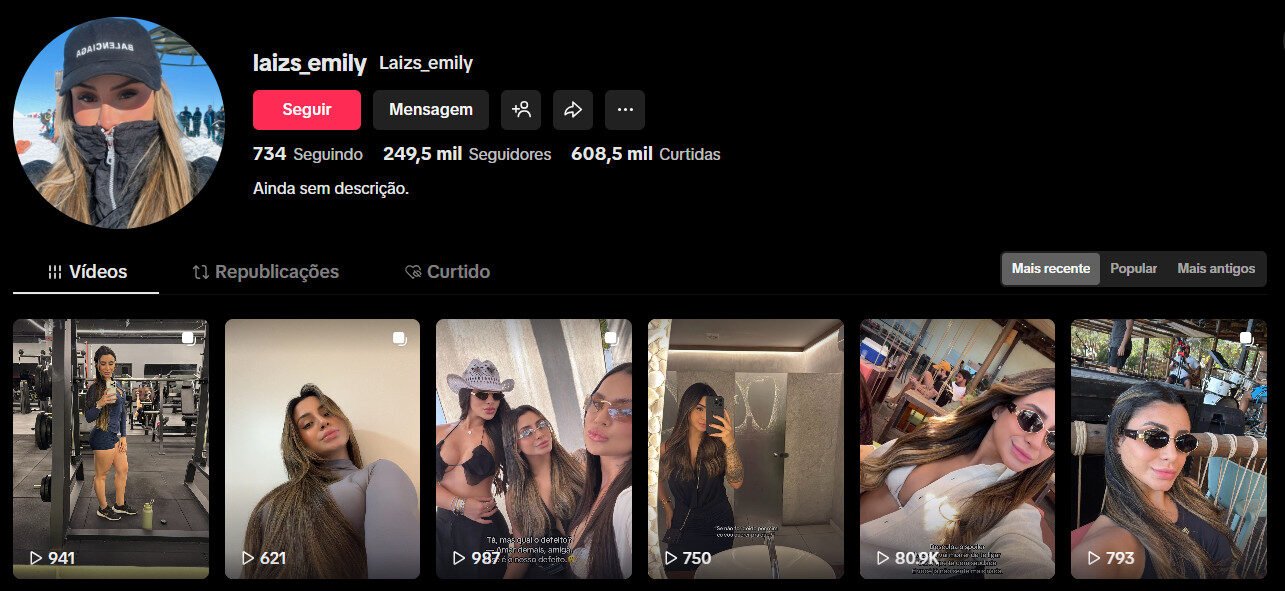 Perfil pessoal no tiktok – laizs_emily | 249 mil seguidores