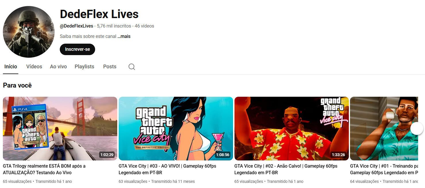 Canal no YouTube à venda 5 mil inscritos – Gaming/GTA