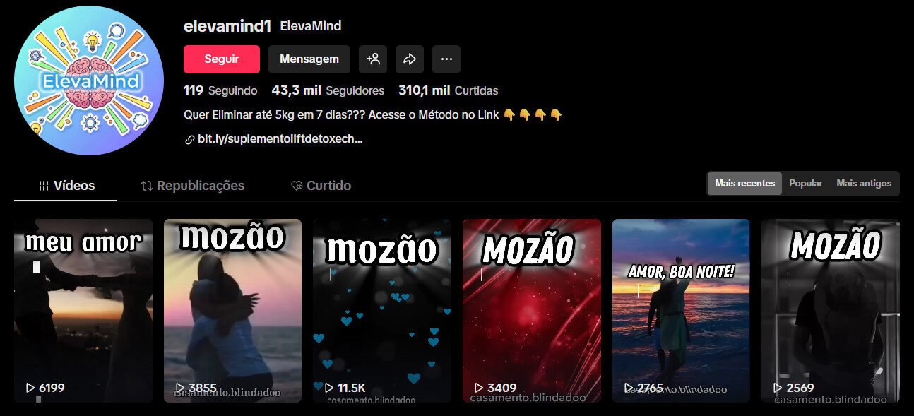 Perfil no TikTok à venda – Relacionamentos/Saúde e Afiliados | 43 mil seguidores
