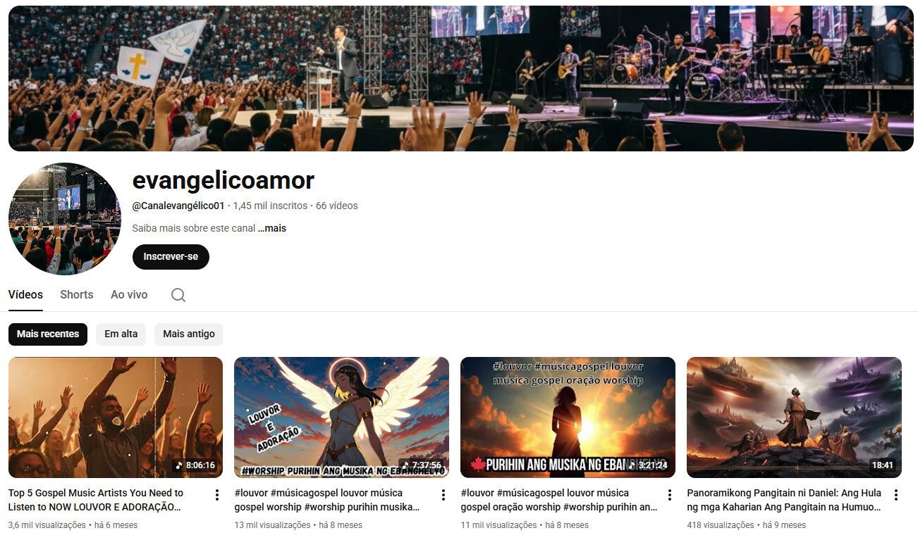 Canal no YouTube à venda – Música Gospel/Louvor – 1 mil inscritos